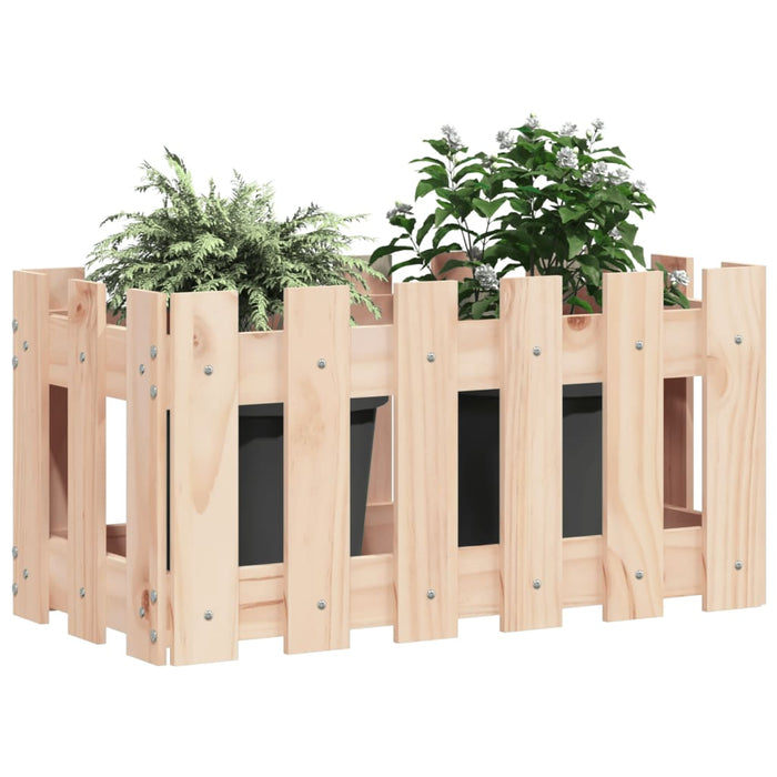Jardinieră grădină design gard, 60x30x30 cm, lemn masiv de pin - WALTI WALTI