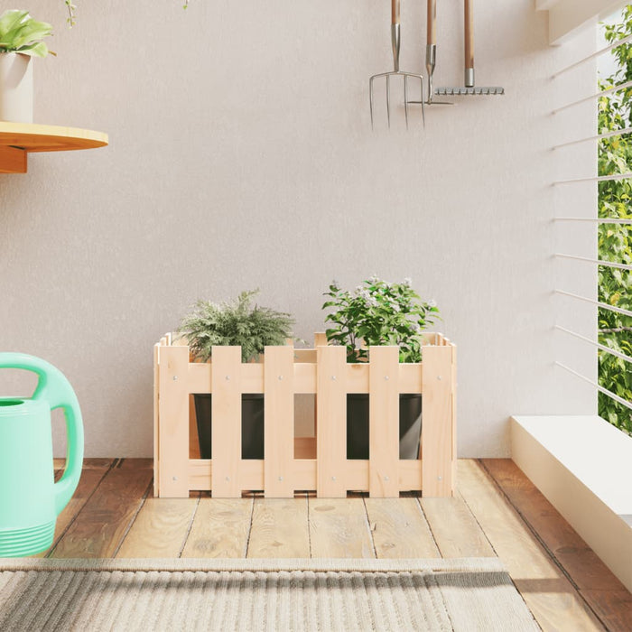 Jardinieră grădină design gard, 60x30x30 cm, lemn masiv de pin - WALTI WALTI