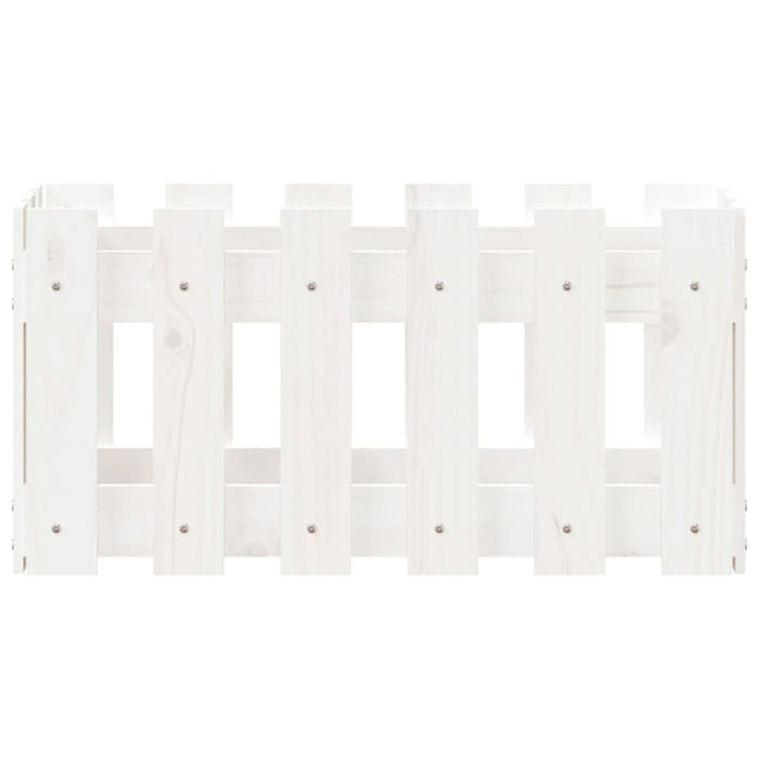 Jardinieră grădină design gard, alb, 60x30x30 cm lemn masiv pin - WALTI WALTI