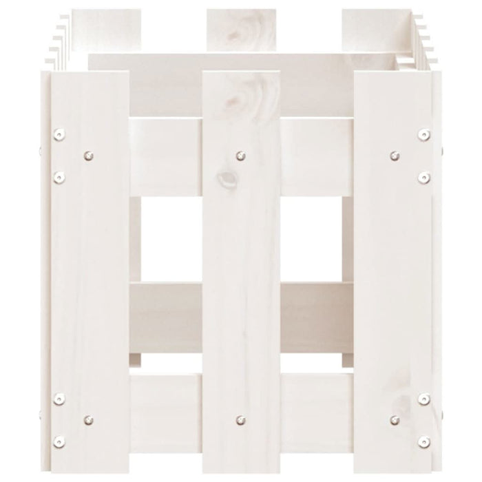 Jardinieră grădină design gard, alb, 60x30x30 cm lemn masiv pin - WALTI WALTI