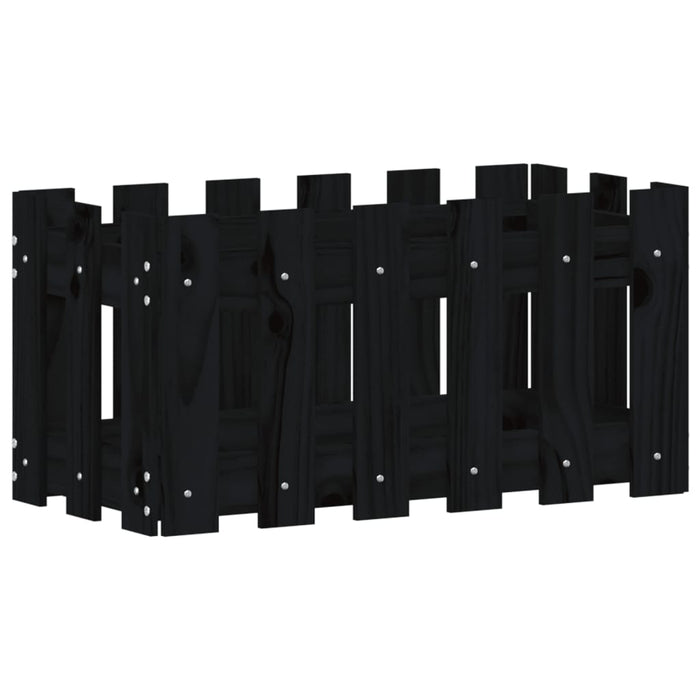 Jardinieră grădină design gard negru 60x30x30 cm lemn masiv pin - WALTI WALTI