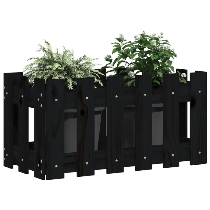 Jardinieră grădină design gard negru 60x30x30 cm lemn masiv pin - WALTI WALTI