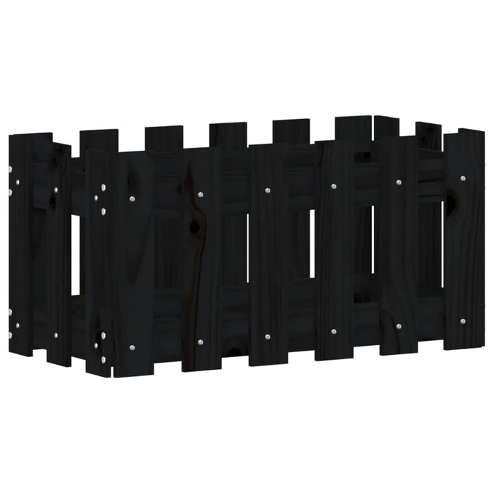 Jardinieră grădină design gard negru 60x30x30 cm lemn masiv pin - WALTI WALTI
