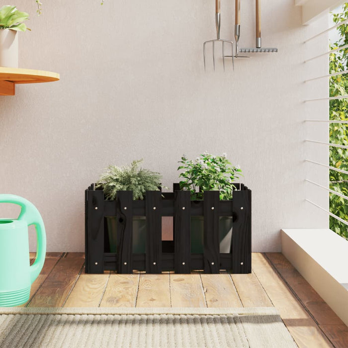 Jardinieră grădină design gard negru 60x30x30 cm lemn masiv pin - WALTI WALTI