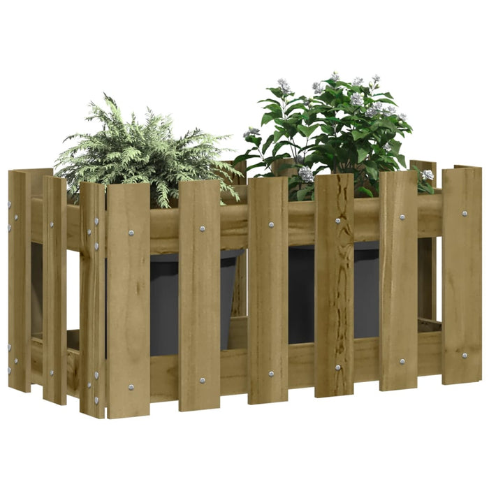 Jardinieră grădină design gard 60x30x30cm lemn de pin impregnat - WALTI WALTI