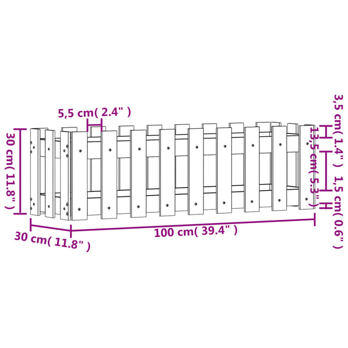 Pat înălțat grădină design gard 100x30x30 cm lemn de pin tratat - WALTI WALTI