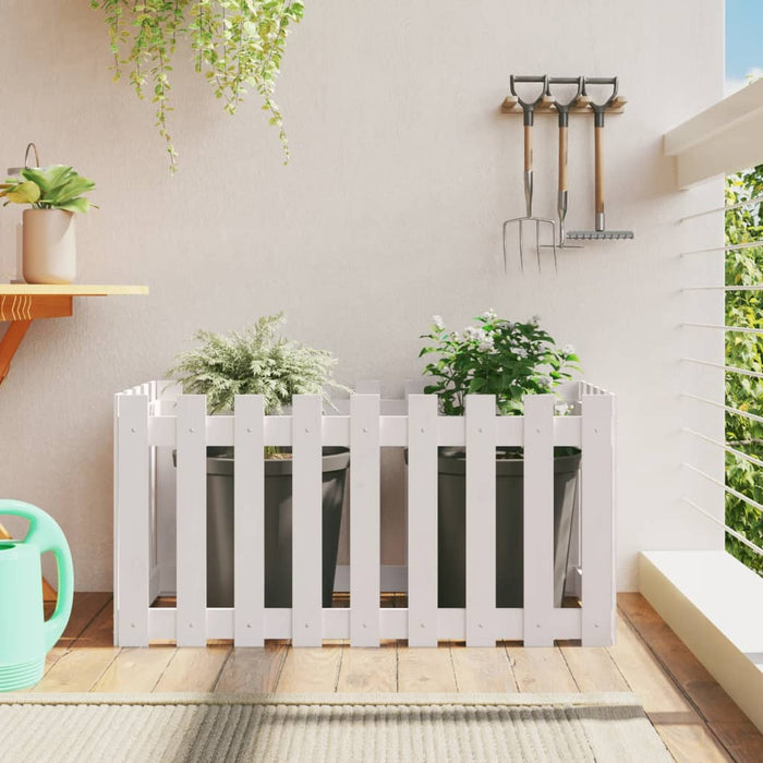 Pat înălțat grădină design gard alb 100x50x50cm lemn pin tratat - WALTI WALTI