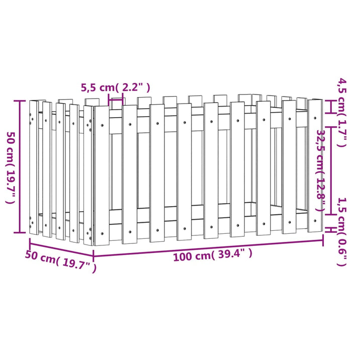 Pat înălțat grădină design gard 100x50x50 cm lemn impregnat pin - WALTI WALTI