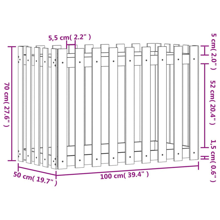Pat înălțat grădină design gard 100x50x70 cm lemn impregnat pin - WALTI WALTI