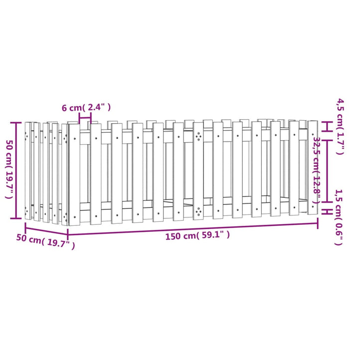 Pat înălțat grădină design gard 150x50x50 cm lemn de pin tratat - WALTI WALTI