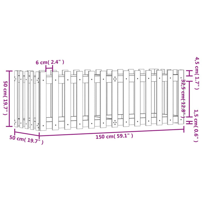 Pat înălțat grădină design gard alb 150x50x50cm lemn pin tratat - WALTI WALTI