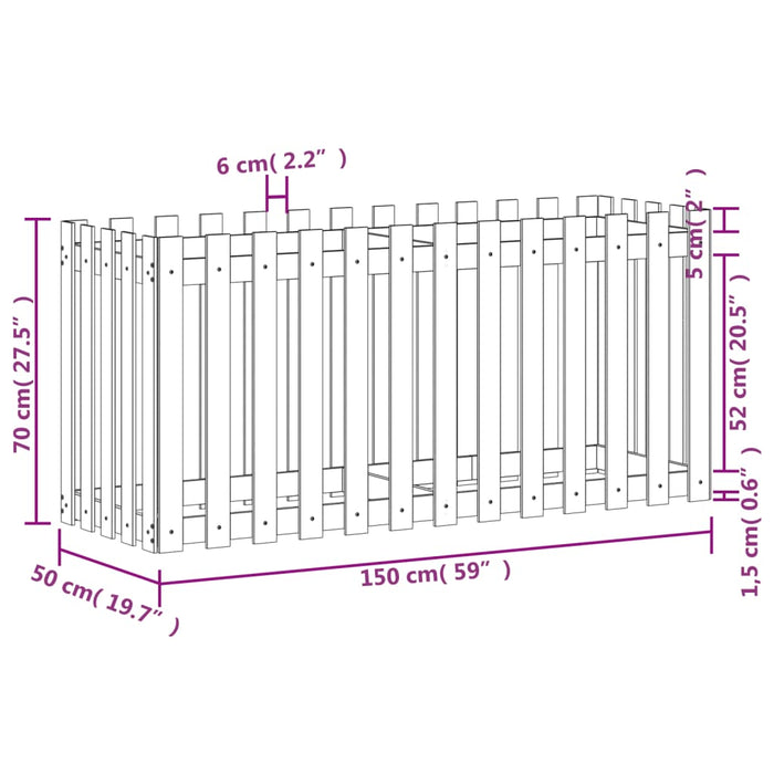 Pat înălțat grădină design gard 150x50x70 cm lemn impregnat pin - WALTI WALTI