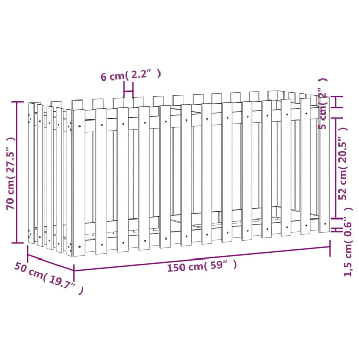 Pat înălțat grădină design gard 150x50x70 cm lemn impregnat pin - WALTI WALTI