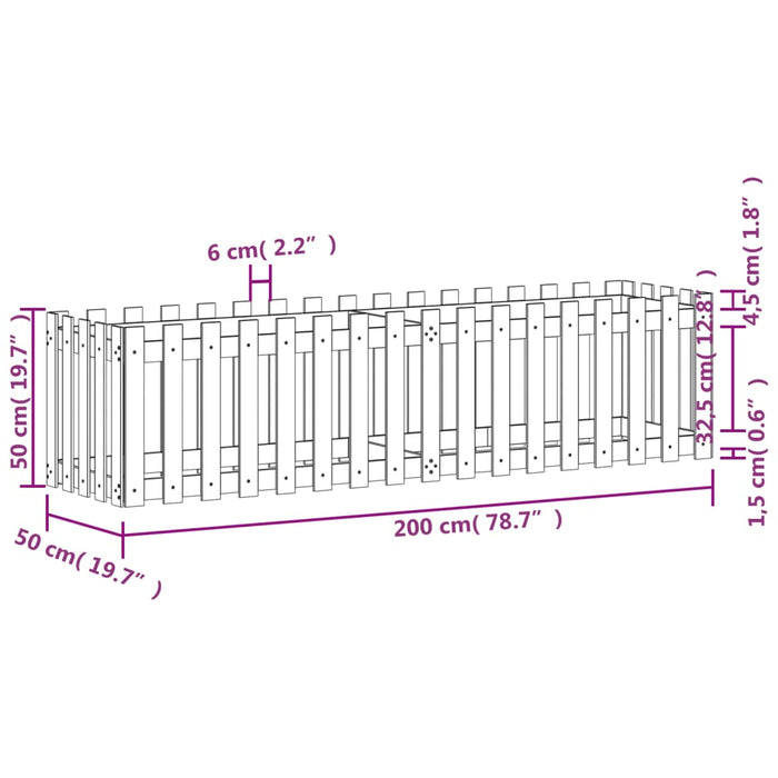 Pat înălțat grădină cu design gard 200x50x50 cm lemn douglas - WALTI WALTI