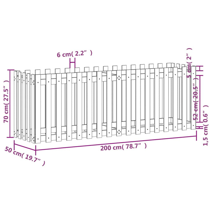 Pat înălțat grădină design gard 200x50x70 cm lemn impregnat pin - WALTI WALTI