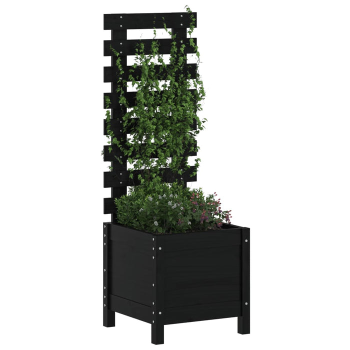 Jardinieră grădină cu raft negru 39x39,5x114 cm, lemn masiv pin - WALTI WALTI