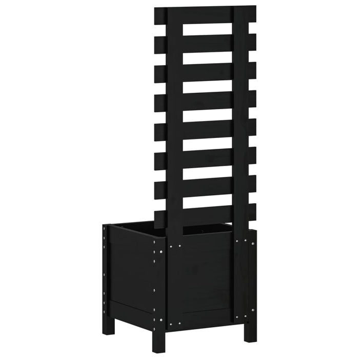 Jardinieră grădină cu raft negru 39x39,5x114 cm, lemn masiv pin - WALTI WALTI
