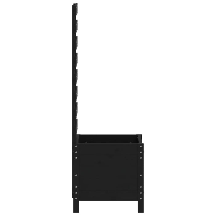Jardinieră grădină cu raft negru 39x39,5x114 cm, lemn masiv pin - WALTI WALTI