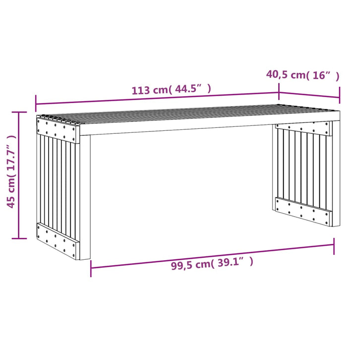 Bancă grădină extensibilă, 212,5x40,5x45 cm, lemn masiv pin - WALTI WALTI