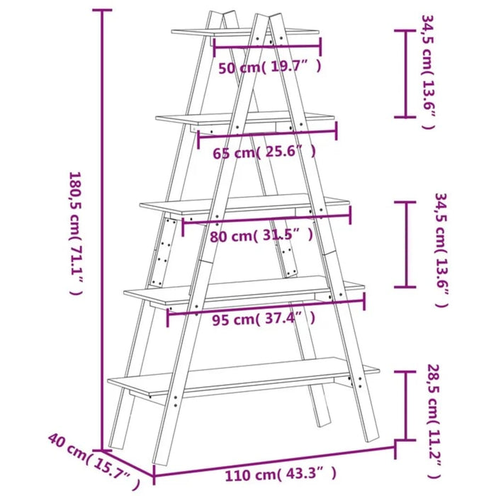 Raft cu 5 niveluri în formă de A 110x40x180,5 cm lemn masiv pin WALTI