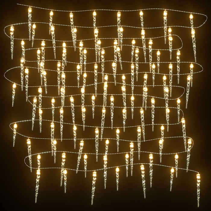 Lumină de Crăciun tip țurțuri, 100 LED-uri, alb cald, 10 m, acrilică, PVC WALTI
