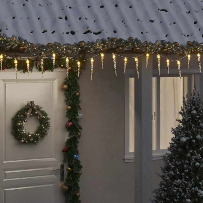 Lumină de Crăciun tip țurțuri, 100 LED-uri, alb cald, 10 m, acrilică, PVC WALTI