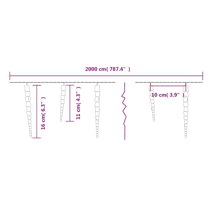 Luminițe de Crăciun țurțuri 200 LED-uri albastru 20 m PVC acril - WALTI WALTI