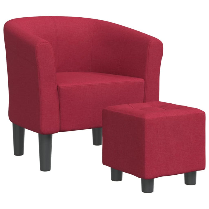Fotoliu tip cuvă cu taburet, roșu vin, material textil - WALTI WALTI