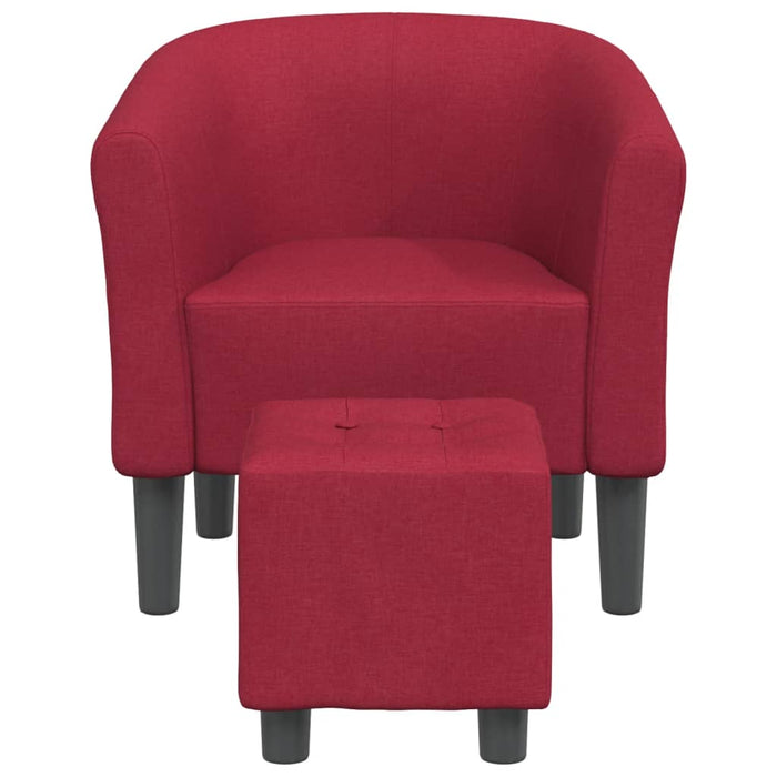 Fotoliu tip cuvă cu taburet, roșu vin, material textil - WALTI WALTI