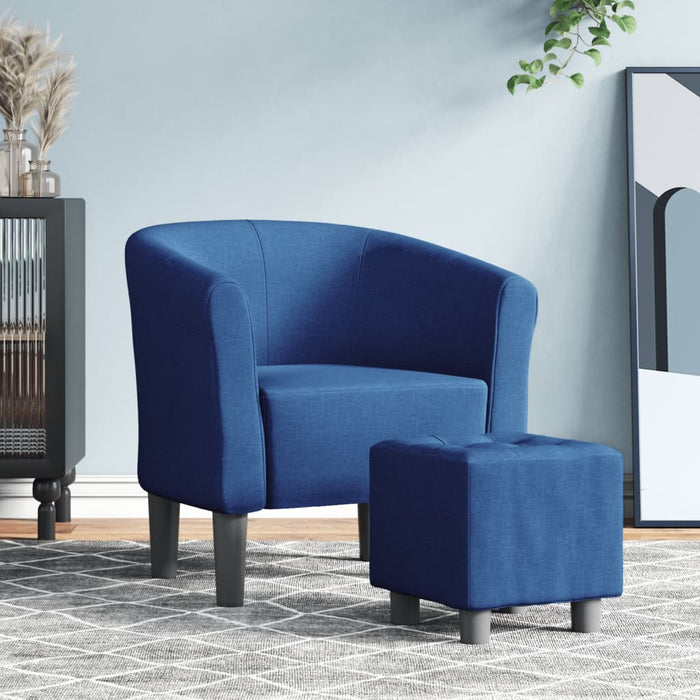 Fotoliu tip cuvă cu taburet, albastru, material textil - WALTI WALTI