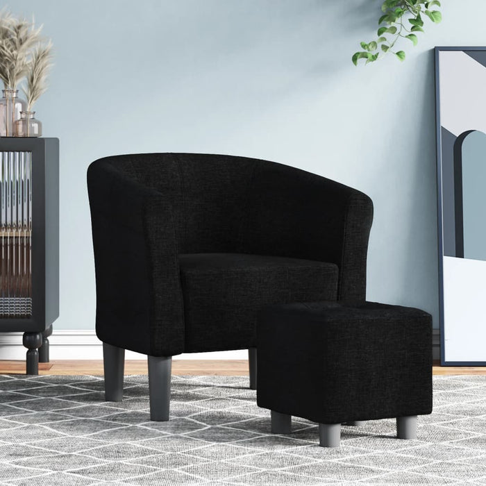 Fotoliu tip cuvă cu taburet, negru, material textil - WALTI WALTI