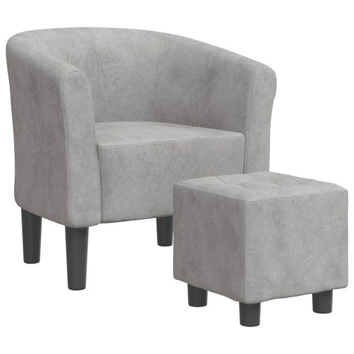 Fotoliu tip cuvă cu taburet, gri deschis, catifea - WALTI WALTI