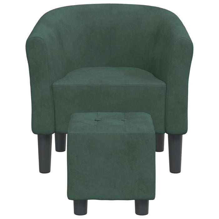 Fotoliu tip cuvă cu taburet, verde închis, catifea - WALTI WALTI