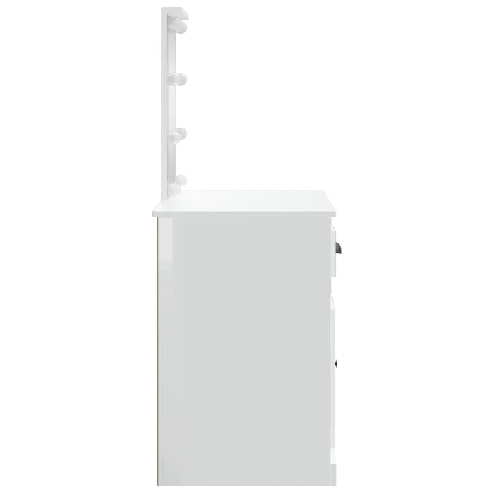 Masă de toaletă cu LED-uri, alb extralucios, 90x42x132,5 cm WALTI
