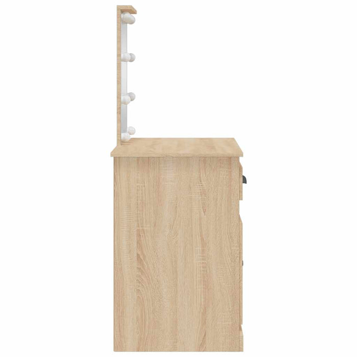 Masă de toaletă cu LED-uri, stejar sonoma, 90x42x132,5 cm WALTI
