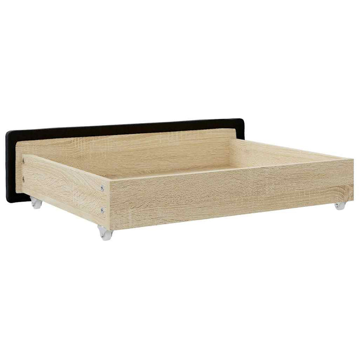 Sertare de pat 2 buc, negru, lemn prelucrat și piele ecologică - WALTI WALTI
