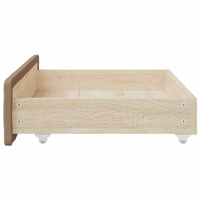 Sertare de pat, 2 buc, capucino, lemn prelucrat/piele ecologică - WALTI WALTI