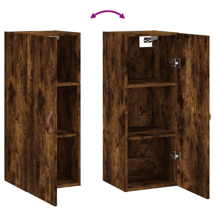 Dulap montat pe perete, stejar fumuriu, 34,5x34x90 cm WALTI