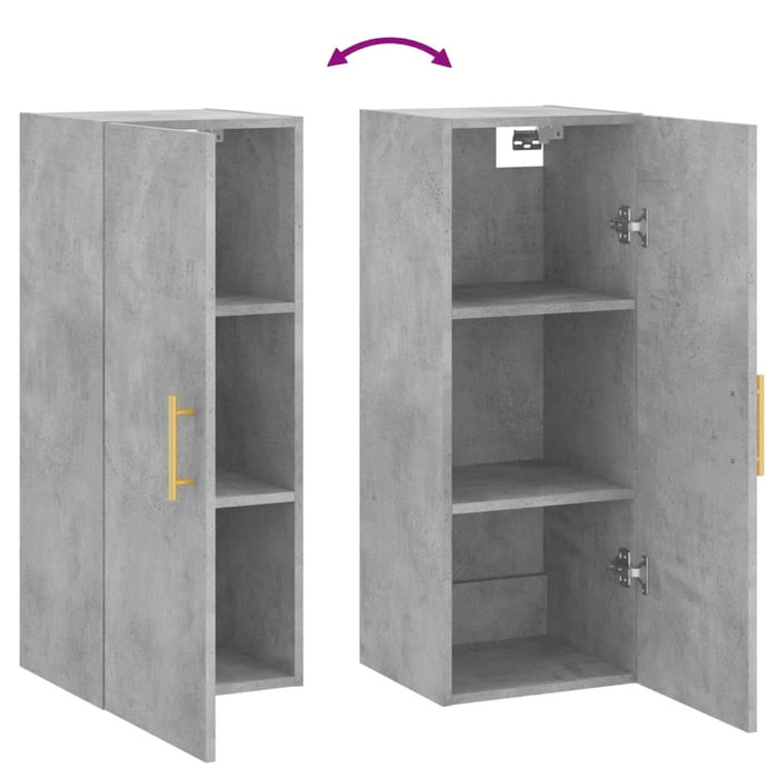 Dulap montat pe perete, gri beton, 34,5x34x90 cm - WALTI WALTI