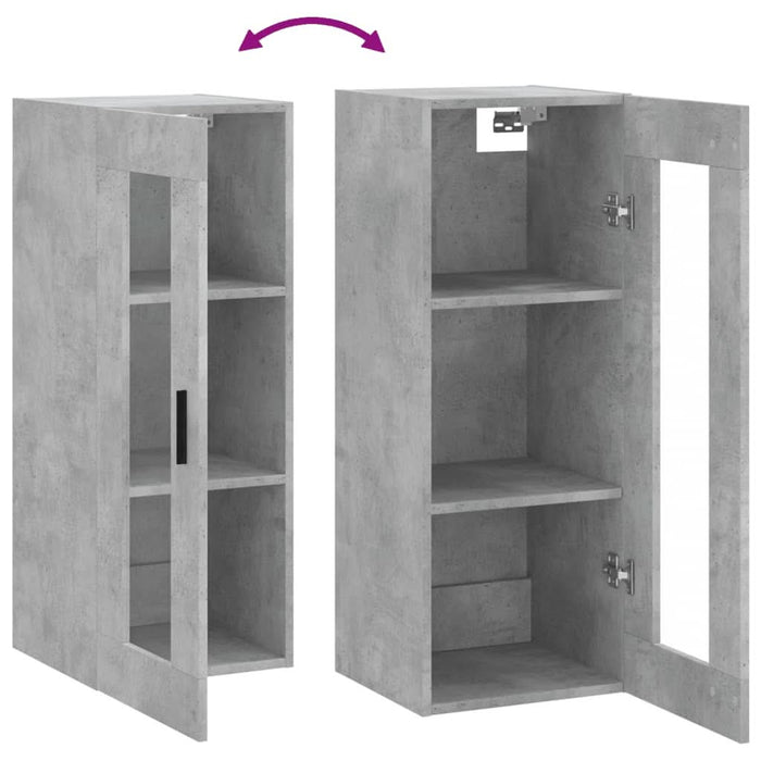 Dulap montat pe perete, gri beton, 34,5x34x90 cm - WALTI WALTI