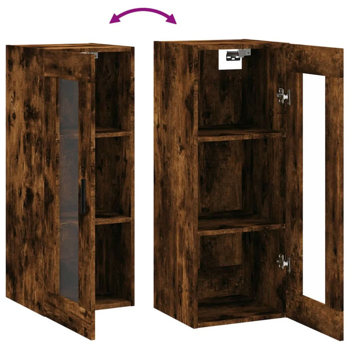 Dulap montat pe perete, stejar fumuriu, 34,5x34x90 cm - WALTI WALTI
