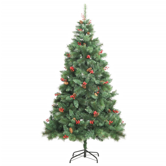 Pom Crăciun artificial cu balamale, conuri, fructe roșii 210 cm WALTI