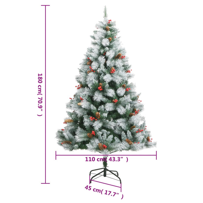 Pom Crăciun artificial cu balamale, conuri, fructe roșii 180 cm - WALTI WALTI