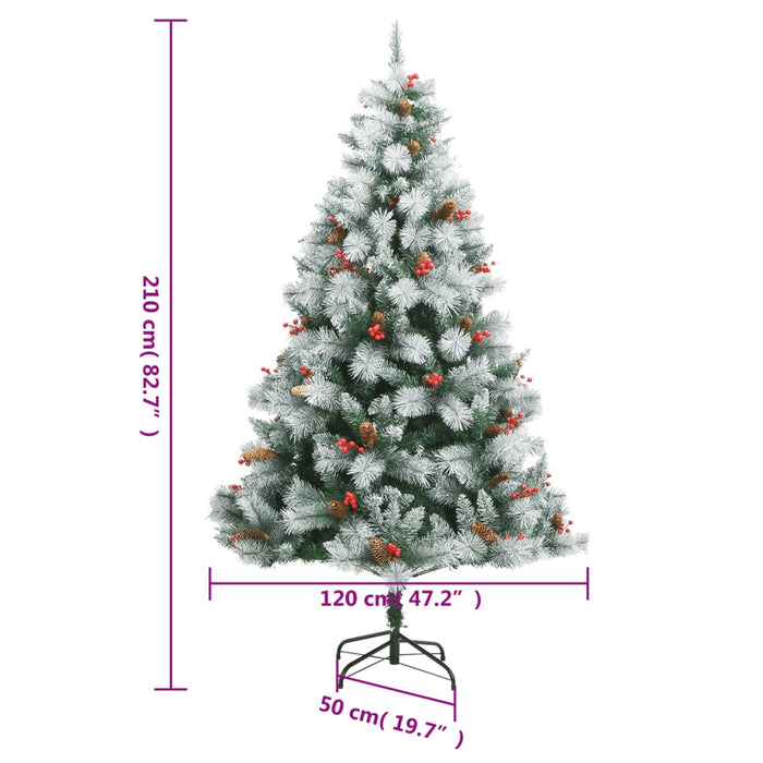 Pom Crăciun artificial cu balamale, conuri, fructe roșii 210 cm WALTI