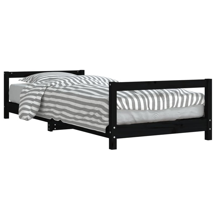 Cadru pat pentru copii, negru, 90x200 cm, lemn masiv de pin - WALTI WALTI