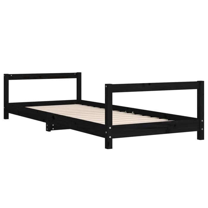 Cadru pat pentru copii, negru, 90x200 cm, lemn masiv de pin - WALTI WALTI