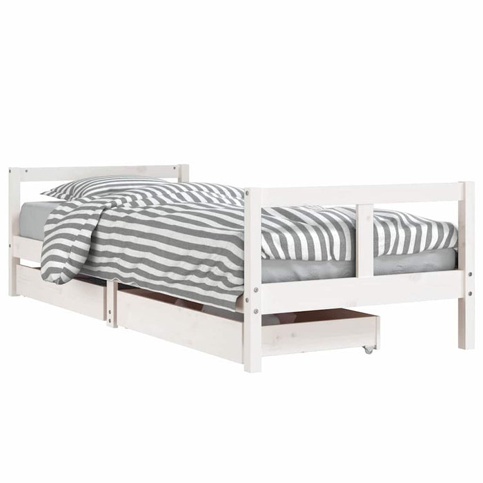 Cadru pat copii cu sertare, alb, 80x200 cm, lemn masiv de pin - WALTI WALTI