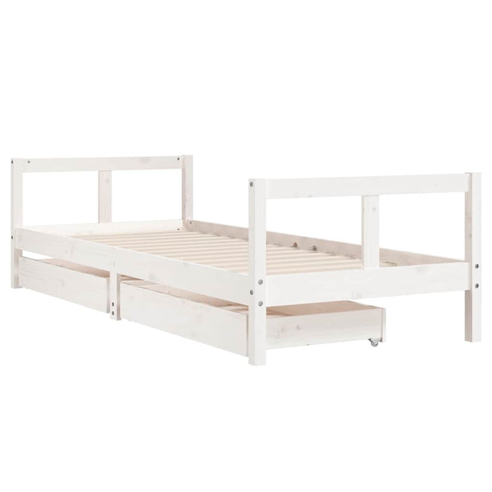 Cadru pat copii cu sertare, alb, 80x200 cm, lemn masiv de pin - WALTI WALTI