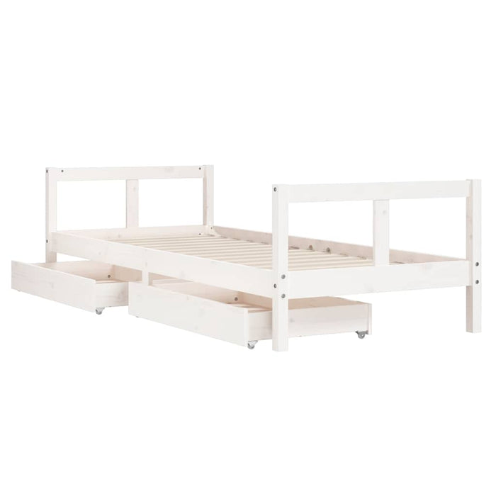 Cadru pat copii cu sertare, alb, 80x200 cm, lemn masiv de pin - WALTI WALTI