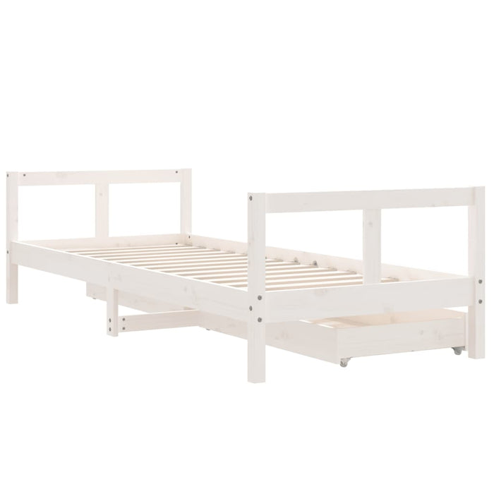 Cadru pat copii cu sertare, alb, 80x200 cm, lemn masiv de pin - WALTI WALTI